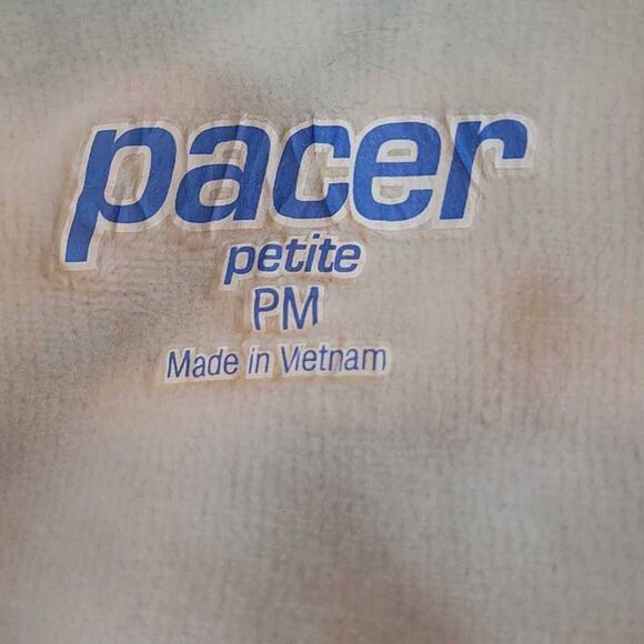 Pacer Women's Fleece Jacket Blue White Full Zip Front Hooded Pockets Petites PM - Picture 5 of 7